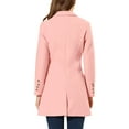 thumbnail image 3 of Unique Bargains Women's Notched Lapel Single Breasted Long Sleeve Winter Coats M Pink, 3 of 6