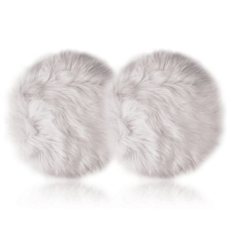 Image of 12 Inches Mini Square Faux Fur Sheepskin Rugs Fluffy Living Room Carpet Mini Small Size Fit for Photographing Background of Jewellery-2pcs White