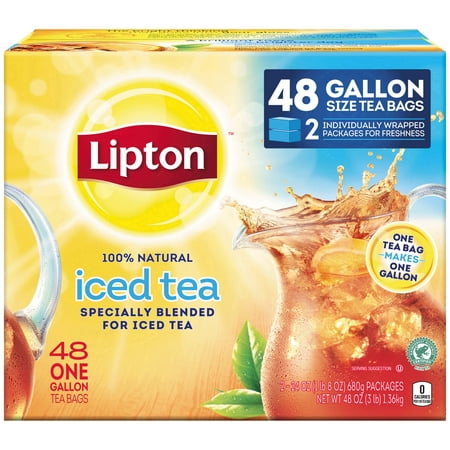 Lipton Unsweetened Gallon-Sized Black Iced Tea Bags, 48 (Best Tea For Iced Tea)