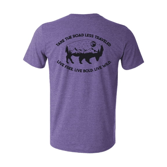 Wildlife Outfitters Men's 'Road Less Traveled' Mountain Buffalo Camping T-Shirt