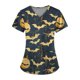 thumbnail image 1 of Camisa de uniforme médico de manga corta con cuello en V y temática de Halloween para mujer con estampado de calabaza, 1 of 3