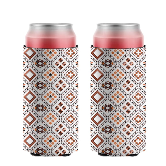 2 Pcs Can Cooler Sleeves Insulated Collapsible Beer Can Sleeve Vintage Southwestern Bohemian Soda Beer Can Covers for Energy Drink & Beer
