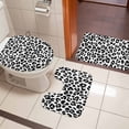 thumbnail image 5 of Black Leopard Stripes Bathroom Rugs Set Retro Black White Animal Print Non Slip Absorbent Soft Bath Mats 3 Piece Set with Bathroom Rug, U-Shaped Floor Mat, Toilet Seat Cover Small Size, 5 of 9