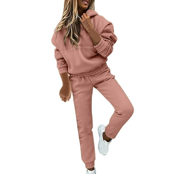 Lenpel Sweatsuits for Women 2 Piece Fleece Long Sleeve Pullover Hoodie Jogger Sweatpants Fall Winter Outfits