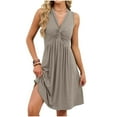 thumbnail image 2 of Blmnix Nightgowns for Women Sexy Sleep Tanks Cotton Nightgowns Sexy Nightgown Nightgowns Brown Knee Length Sleeveless V-Neck Mumu Nightgown,S, 2 of 8