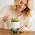 thumbnail image 5 of Cute Aesthetic Room Decor Small Succulent Plant Pot 3.5 X 3.5 X 4 Inch Whimsical Home Decor for Living Room Bedroom Office Shelf Display 1 Pack, 5 of 7