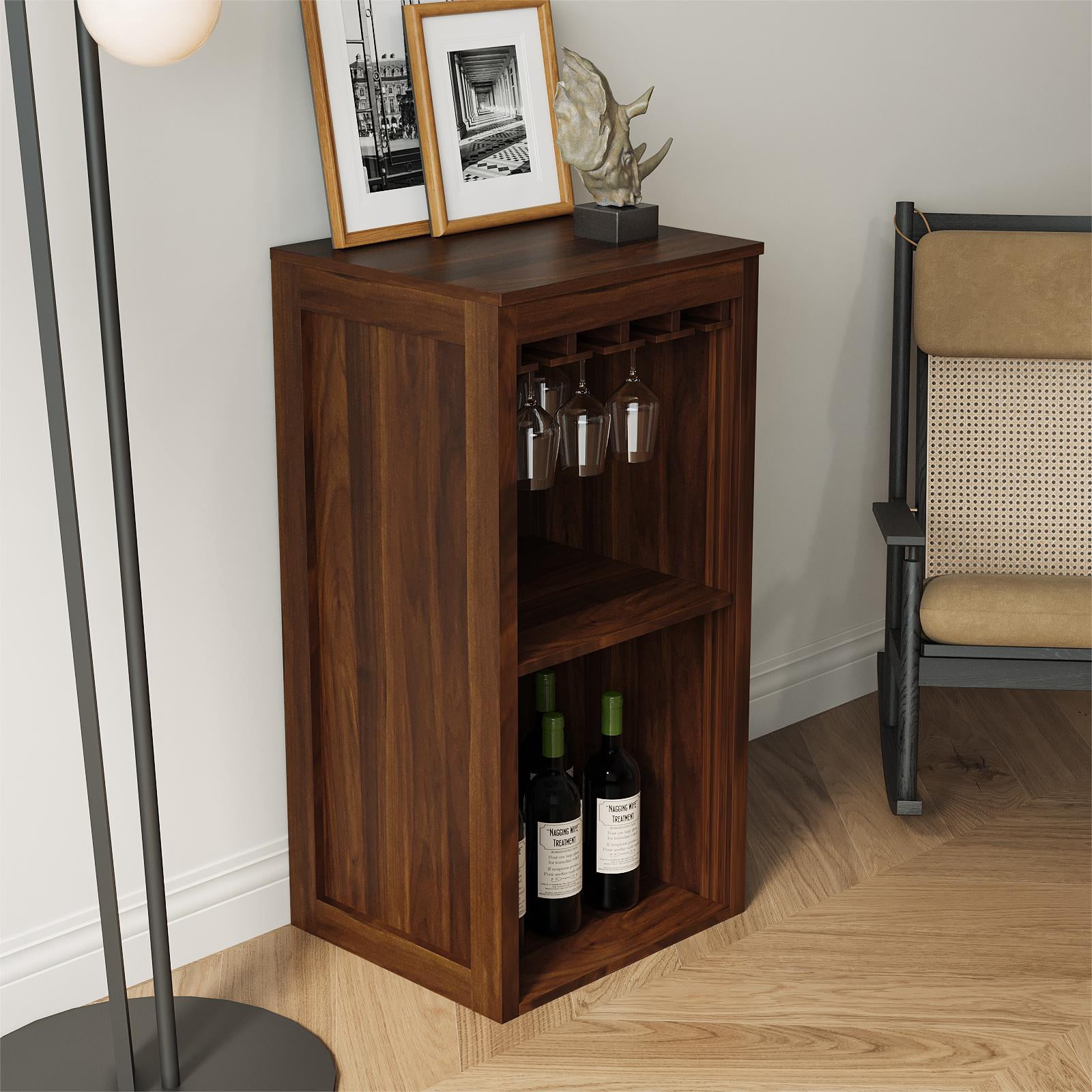 Wine Bar Cabinet,Farmhouse Wine Bar Cabinet Buffet Cabinet & Sideboard Cupboard for Living,Dining Room,Walnut Brown