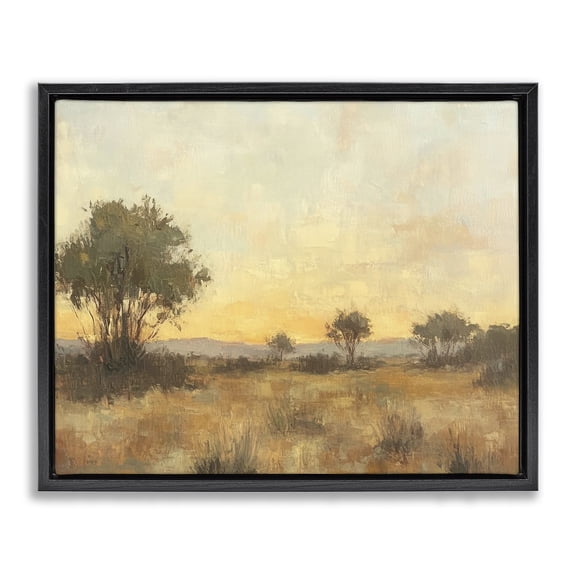 Stupell Industries Honey Hued Horizon Landscape & Nature Painting Black Floater Framed Canvas Art Print Wall Art, 21 x 17