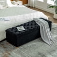 thumbnail image 2 of CQSXDA 60.2 Inch Wide Chenille Upholstered Storage Bench， Tufted Accent Ottoman for Living Room and Bedroom，Black, 2 of 8