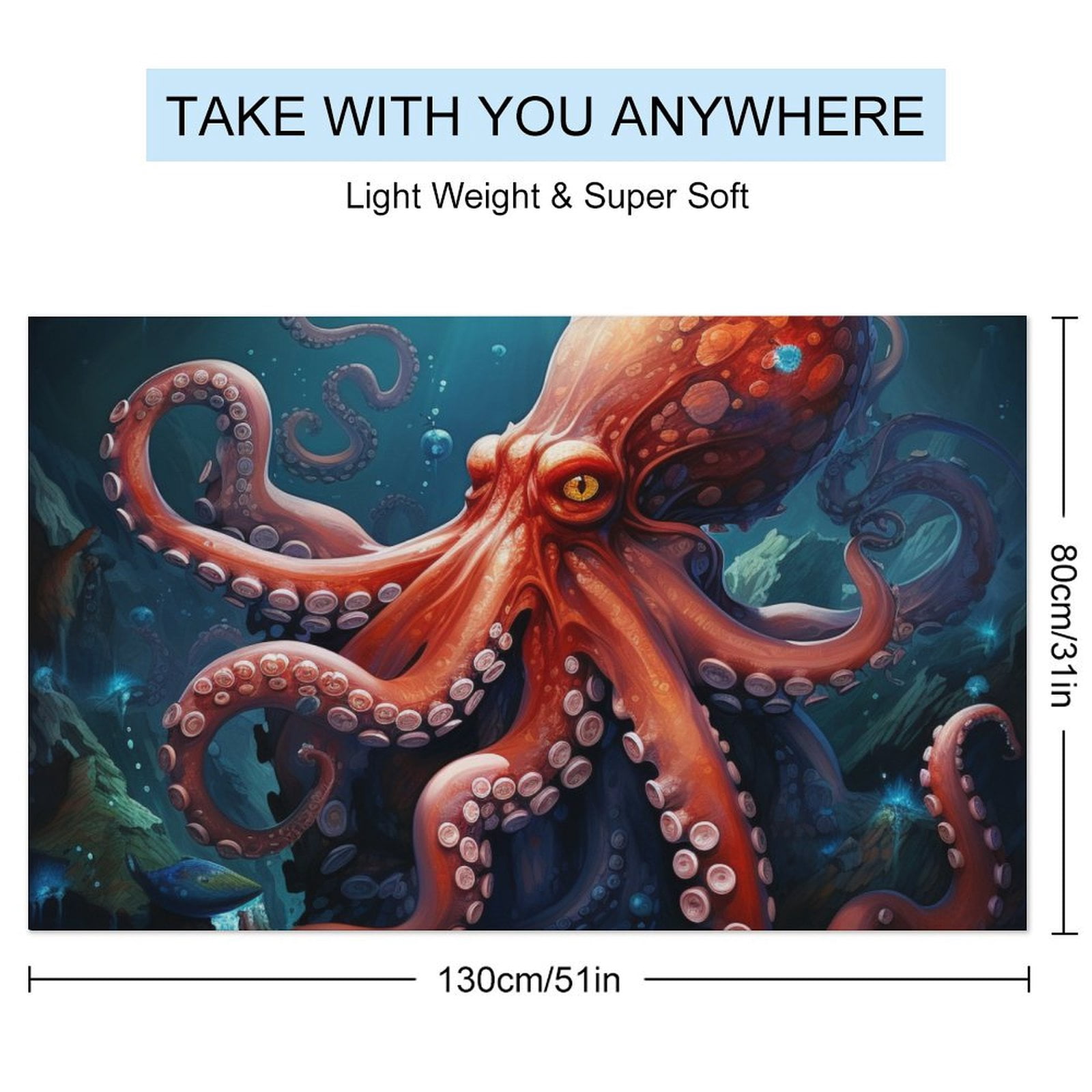 Colorful Octopus Oversized Beach Towel XL Pool Camping Swim Towels 32''x63'' Soft Blanket Accessories Must Vacation Necessities Adult