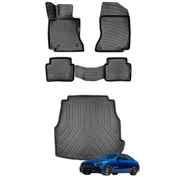 Car Floor Mats   Cargo Liner (Full SET) Compatible for Mercedes C-Class W206 2022-2024 Waterproof | All Weather