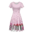 thumbnail image 2 of FKELYI Size 3XL Short Sleeve Dress Soft Sakura Flower Rose Twirl Swing Dresses Polyester Valentine's Day Sleeveless Swing Skater Casual Dress Pink, 2 of 5