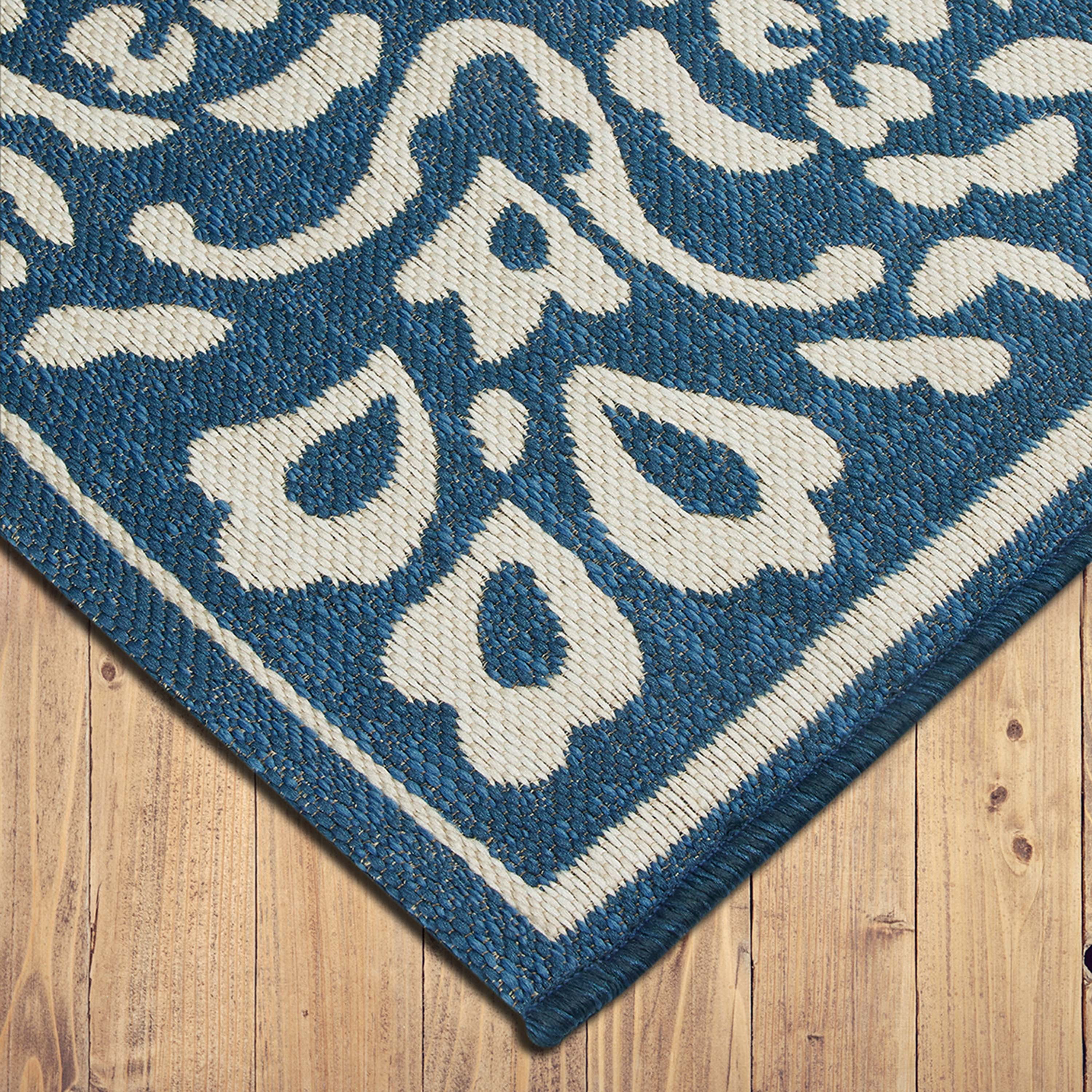 Mainstays 5' x 7' Blue Traditional Medallion Outdoor Rug