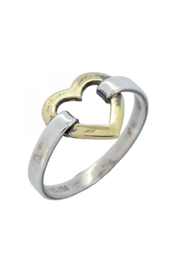 Pre-Owned Tiffany & Co. Heart Ring, 18K Yellow Gold (KYG), Sterling Silver 925, Size 13, Women's