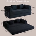 thumbnail image 2 of Sofa cama convertible con almohada cilíndrica, sofá de colchón plegable de corduro con marco de forma fija, sofá de pie para salón y dormitorio, 2 of 5