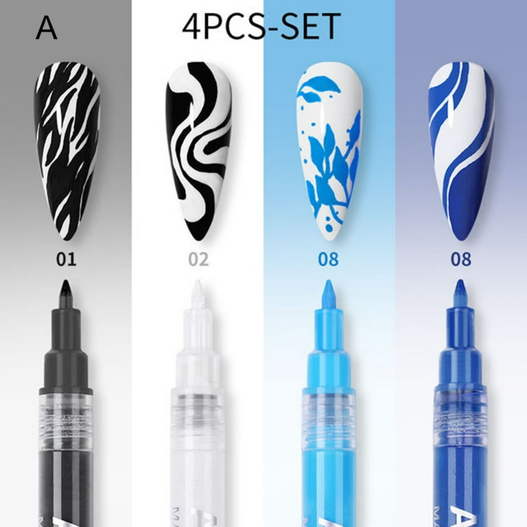 12Pcs Practical Nail Art Pens Water-Resistant Nail Polish Pens No