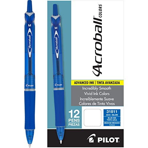 Stun Moreel Koel PILOT Acroball Colors Advanced Ink Refillable & Retractable Ball Point  Pens, Medium Point, Blue Ink, 12-Pack (31811) - Walmart.com