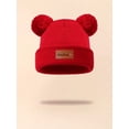 thumbnail image 1 of 1 Pce Bonnet Tricoté pour Enfants avec Deux Pompons, Mode Multicolore en Option Bonnet Chaud Adapté pour Jeu Quotidien en Extérieur Rouge Taille Unique, 1 of 5
