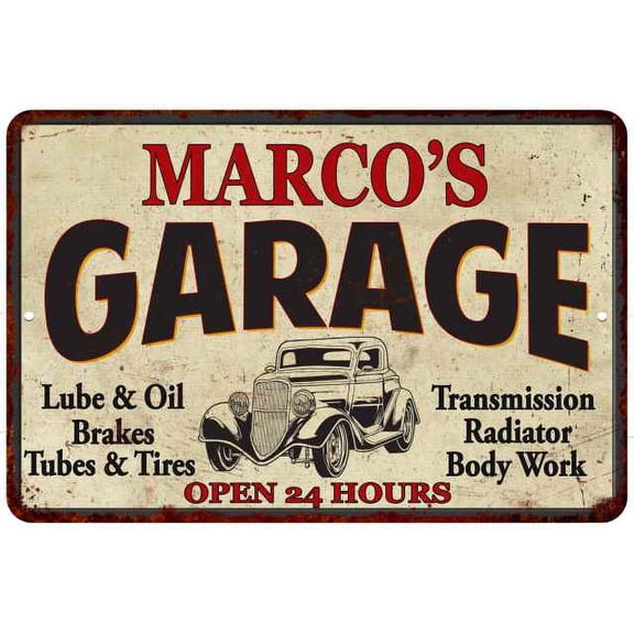 MARCO'S Garage Gift Man Cave Metal Sign Decor 12x18 112180014366