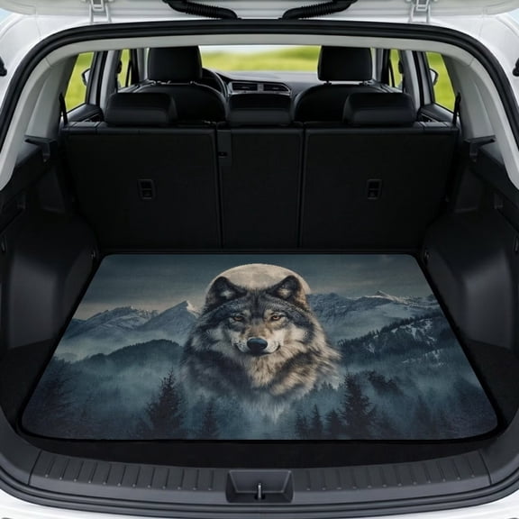 DISNIMO Wolf Moon Print Car Cargo Mat Heavy Duty Rear Trunk Liner Non-Slip Dog Cargo Protector Universal Protective Mat for Cars SUV Truck Sedan