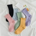 thumbnail image 4 of rygai 1 Pair Women Winter Socks Shirring High Elasticity Soft Solid Color Anti-slip Keep Warm Anti-shrink No Odor Mid Tube Socks Women Clothes Accessory,Purple, 4 of 8