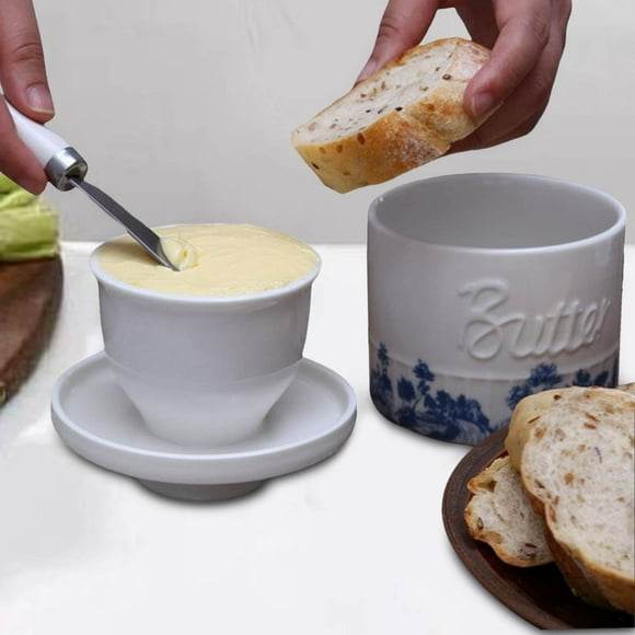 Porcelain Butter Container for Counter for Fresh Spreadable Butter Butter Keeper Style A