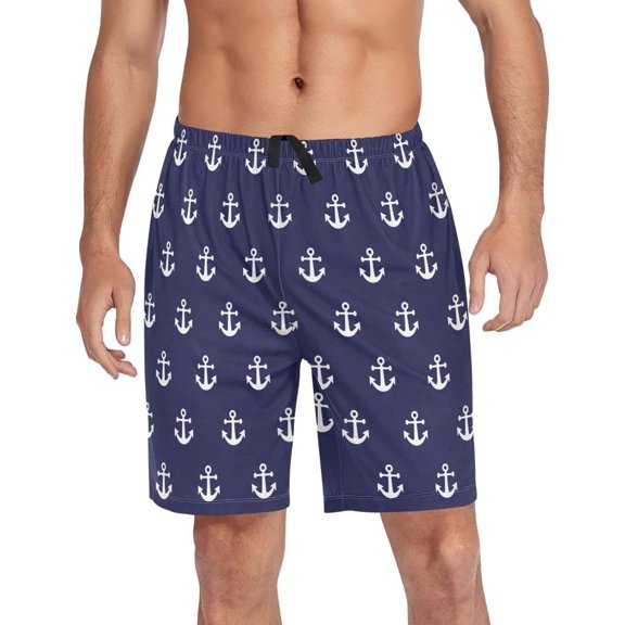GZHJMY Anchor Pajama Pants Short for Men, Lounge Pants Lightweight Men Pajama Bottoms with Drawstring Pockets, Christmas New Year Birthday Gifts, Large