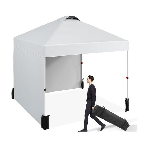 Pop Up Canopy Tent, 10 x 10 Instant Portable Shelter with 2 Sidewalls and Vented Roof, Outdoor Commercial All Season Waterproof Sun Shade with Wheeled Bag for Parties Events Camping