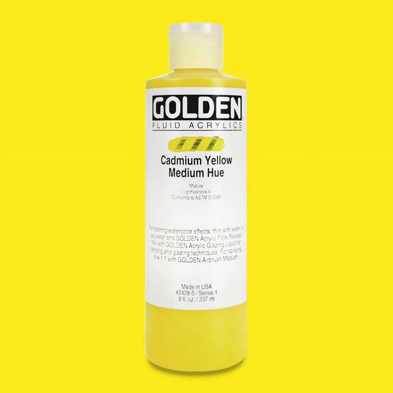 Golden Fluid Acrylic Paint, 8 oz, Cadmium Yellow Medium Hue