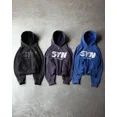 thumbnail image 3 of Sudadera con capucha de gran tamaño con cremallera y estampado de letras personalizadas de estilo americano para mujer, sudadera holgada retro estilo Harajuku de calle Y2k para hombre, 3 of 4