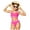 Hot Pink, variant on Girls Swimsuits Bikini Set 2 Piece Bathing Suit Color Contrast Trim Swimwear Size 11-16