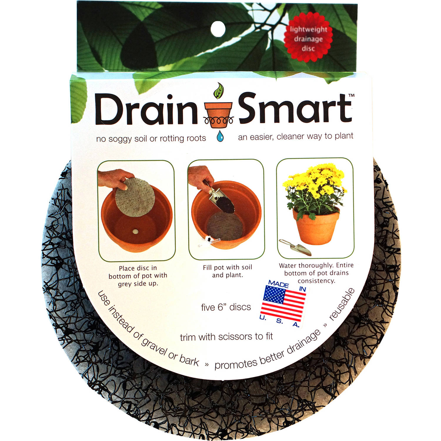 Pot Risers DS65PK 6" Drain Smart Discs, 5 Count