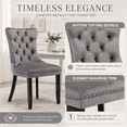 thumbnail image 3 of PAPROOS Dining Chairs Set of 4, Upholstered Velvet Dining Chair with Nailhead Trim and Solid Wood Legs, Tufted Button Padded Dining Chairs Set for Kitchen Dining Room, Gray, 3 of 8