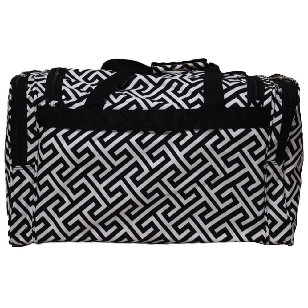 CalBags Classic Prints 19-inch Duffel Bag, Greek Key Black White