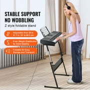 KFFKFF 61 Key Electric Piano Keyboard, Illuminated Keys, Portable with Stand, 600 Sounds, 500 Patterns, Built-In Speakers, Sustain Pedal, Headphones, Mic, USB MIDI - Ideal for Novices