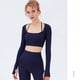 thumbnail image 2 of Traje de Yoga sin costuras para mujer, ropa deportiva ajustada de cintura alta para Fitness, Top corto de manga larga para gimnasio, mallas deportivas, 2 of 5
