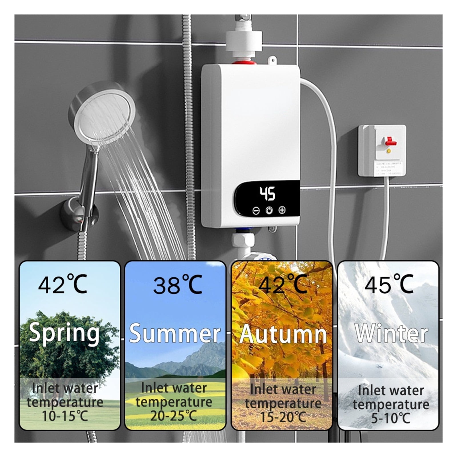 Instantaneous Faucet Tap Kitchen Hot Water Crane LED Digital 5500W Water Heater Instant Water Heater Tankless ,Safety Protections