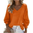 thumbnail image 2 of Timegard Womens Tops S-5XL V Neck Puff Long Sleeve Loose Blouse Casual Solid Color Drop Shoulder Tops, 2 of 3