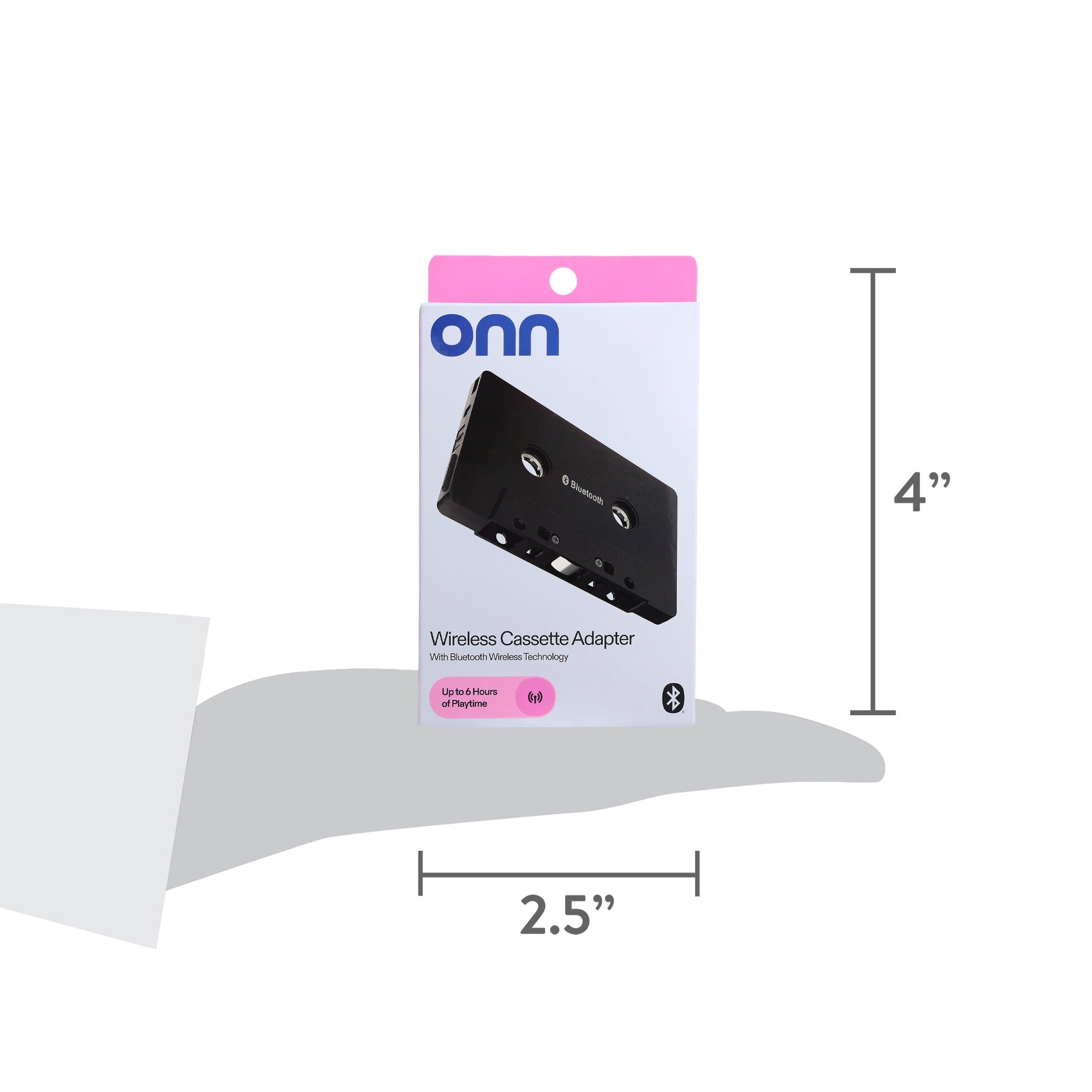 onn Wireless Cassette Adapter with Bluetooth Wireless Technology