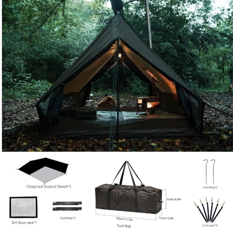 Cabin Hot Tent with Stove Jack Camping Tent Winter Tent 4 Season Tent 1-2 Person for Backpacking Camping Hiking Hunting Fishing Waterproof Windproof Lightweight 82 * 59 * 47