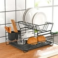 thumbnail image 1 of Dish Drying Rack, Dish Rack for Kitchen Counter, Rust-Proof Dish Drainer with Drying Board and Utensil Holder for Kitchen Counter Cabinet, 16.9” L× 12.9”W× 10.2”H, Black, 1 of 3