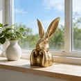 thumbnail image 6 of Spring Rabbits Easter Decoration，8" Vintage Gold Resin Bunny Statue Large Rabbit Figurines Easter Table Centerpiece Decorative Bunny Sculpture Collectibles Gift for Home Indoor Decor, 6 of 7