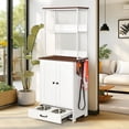 thumbnail image 5 of White Pet Feeding Station with Storage Cabinet, 2 Feeding Bowls and Adjustable Baffle Panel for Dog Cat, 5 of 12