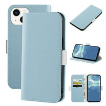Dteck Wallet Phone Case for Apple iPhone 14 (6.1 inch),Magnetic Folio Flip Holder Card Slots Candy Color Lychee Texture PU Leather Full Protection Protective Cover,Blue