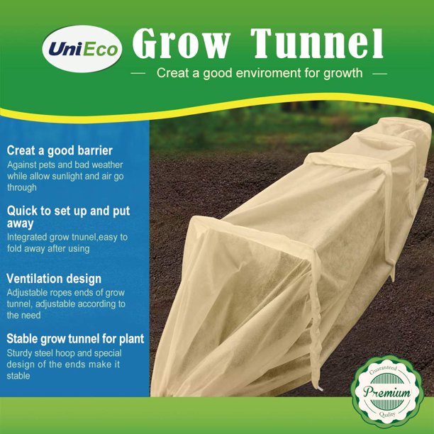UniEco Grow Tunnel Fabric Plant Cover Garden Tunnel with Square