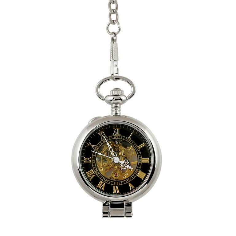 1964 Silver JFK Half Dollar Coin Pocket Watch with Skeleton Movement Walmart