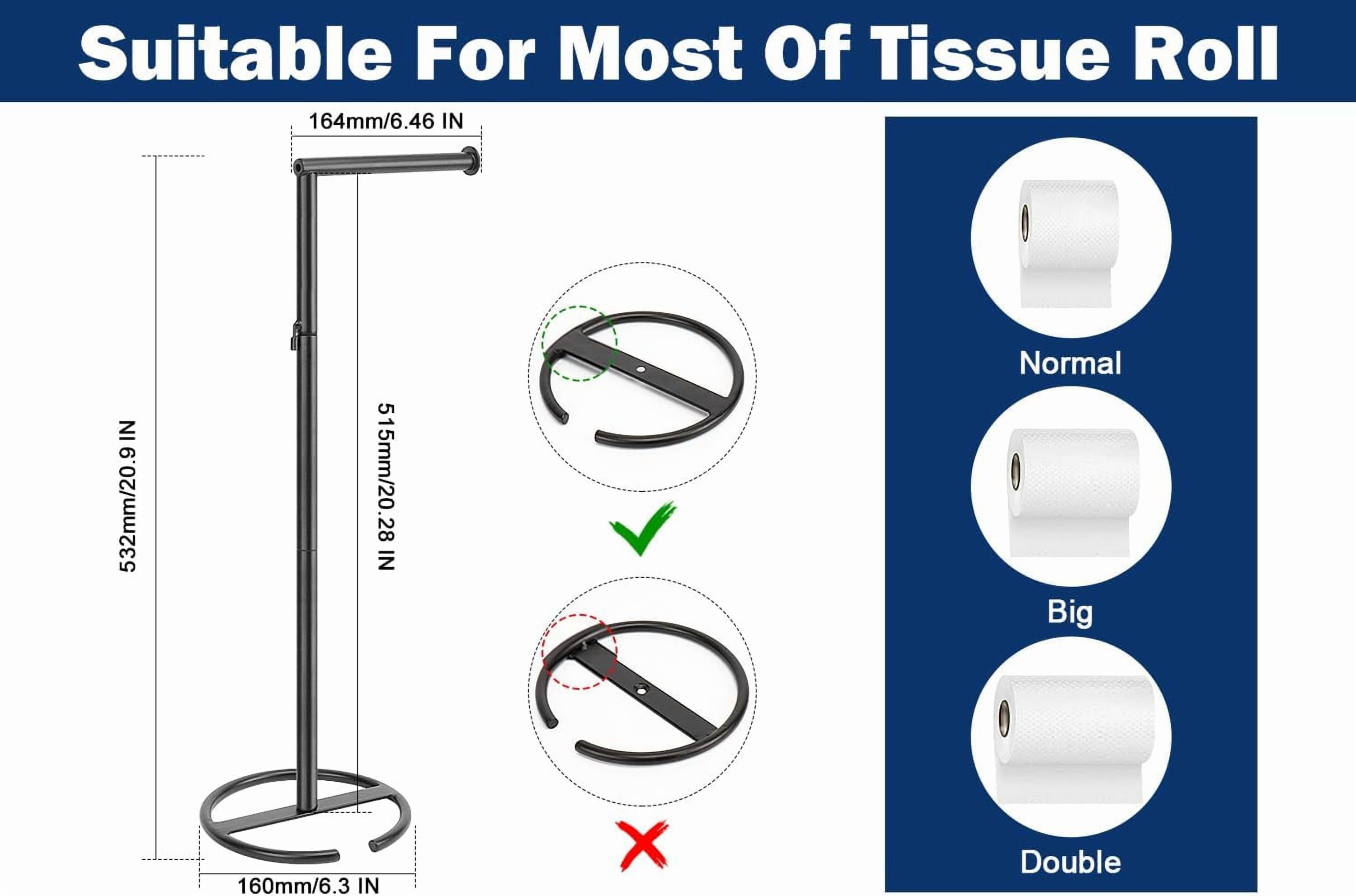 Bath Toilet Paper Holder Stand- Modern Tissue Roll Standing with Balanced Base, Rustproof for Bathroom/Kitchen Countertop (Matte Black, Metal Base)