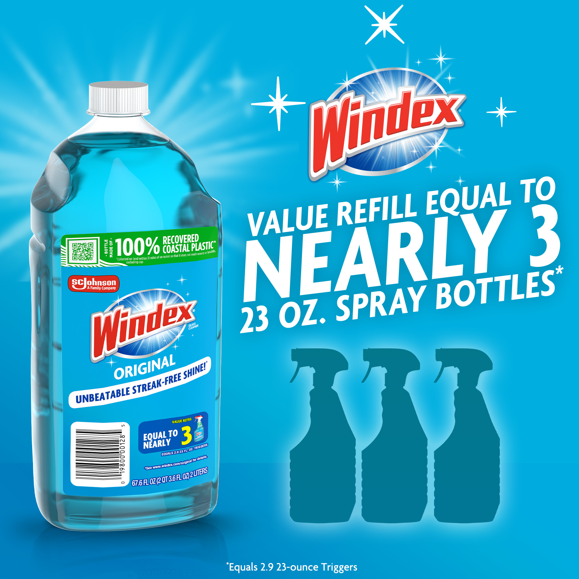 Windex Original Glass Cleaner Refill, 67.6 fl oz photo 2