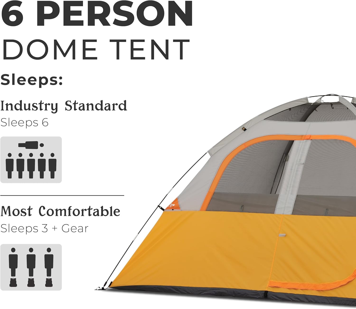 CORE 10' x 9' 6 Person Dome Camping Tent, 14lbs