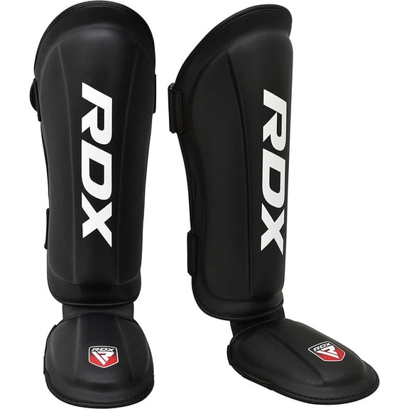 RDX Shin Guards Kickboxing Muay Thai, SATRA SMMAF Approved, Premium Maya Hide Leather, Leg Instep Protection Pads, MMA Martial Arts Kicking Sparring Training Gear, BJJ Karate Boxing Taekwondo, Black